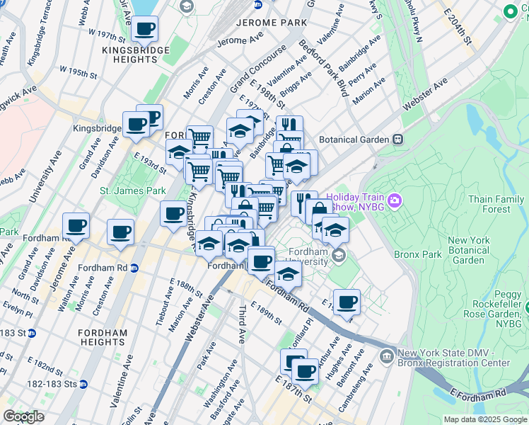 map of restaurants, bars, coffee shops, grocery stores, and more near 2661 Decatur Avenue in Bronx