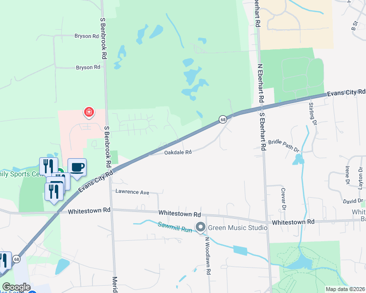 map of restaurants, bars, coffee shops, grocery stores, and more near 450 Evans City Road in Butler