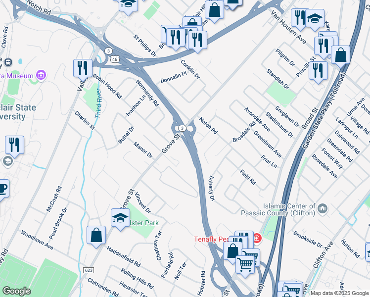 map of restaurants, bars, coffee shops, grocery stores, and more near 539 Grove Street in Clifton