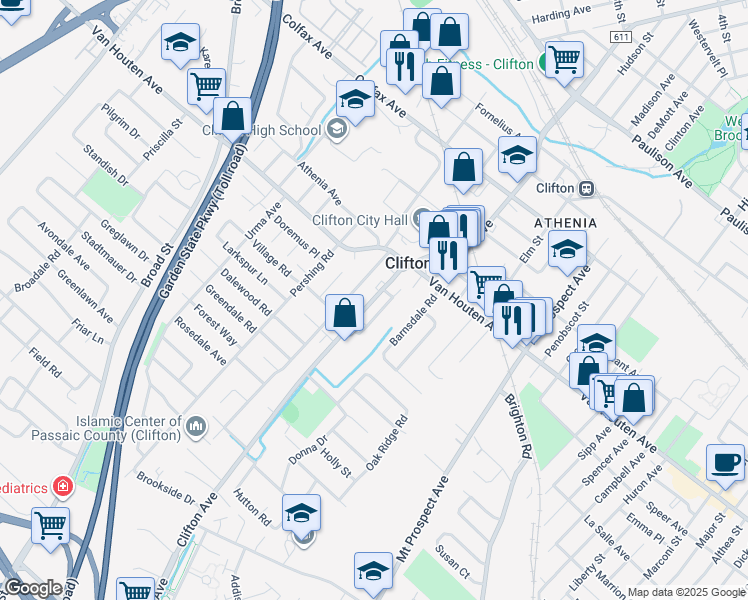 map of restaurants, bars, coffee shops, grocery stores, and more near 955 Clifton Avenue in Clifton