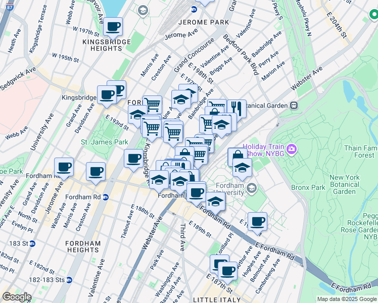 map of restaurants, bars, coffee shops, grocery stores, and more near 2661 Decatur Avenue in Bronx
