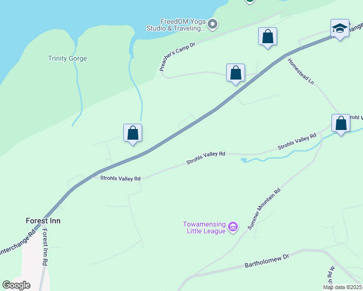 map of restaurants, bars, coffee shops, grocery stores, and more near Strohl Valley Road in LEHIGHTON Borough