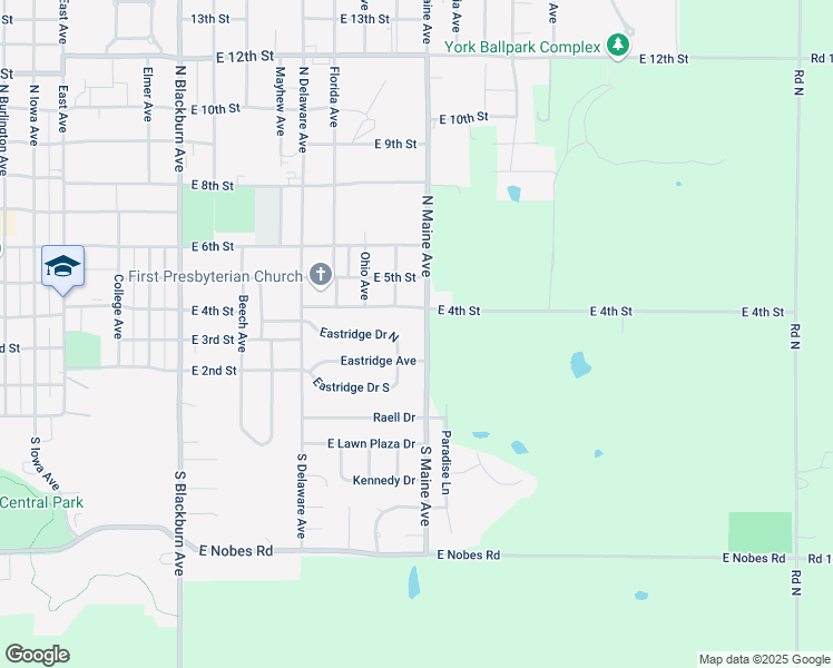 map of restaurants, bars, coffee shops, grocery stores, and more near 321 North Maine Avenue in York