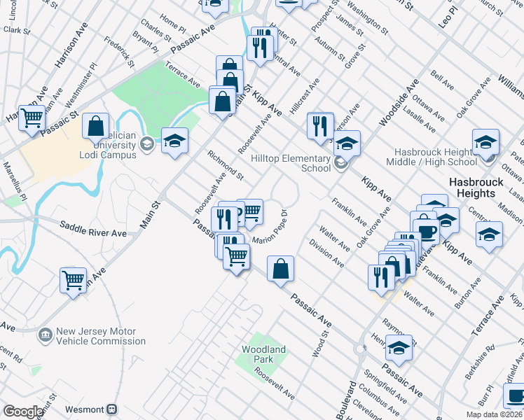 map of restaurants, bars, coffee shops, grocery stores, and more near 28 Marion Pepe Drive in Lodi