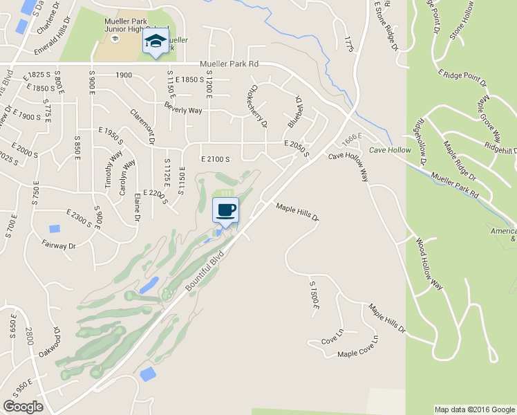 map of restaurants, bars, coffee shops, grocery stores, and more near 2297 Ridgewood Way in Bountiful