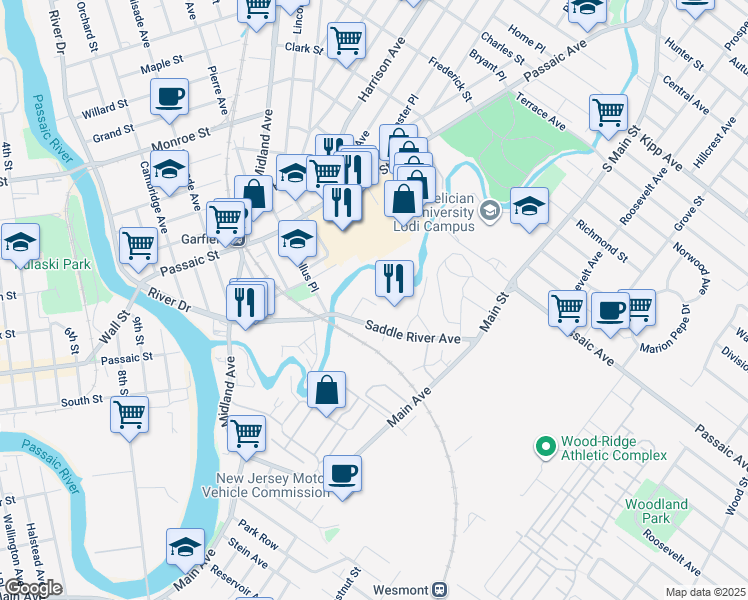 map of restaurants, bars, coffee shops, grocery stores, and more near 14 Garfield Place in Garfield