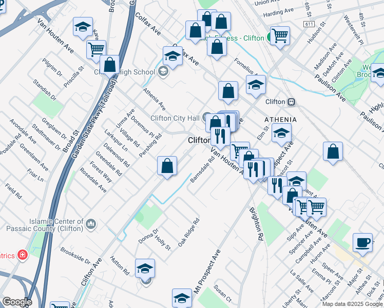 map of restaurants, bars, coffee shops, grocery stores, and more near 937 Clifton Avenue in Clifton