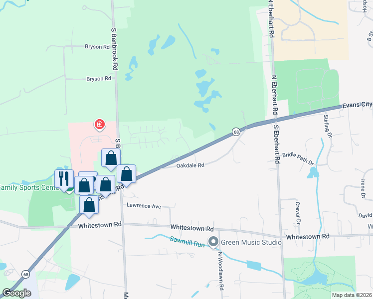 map of restaurants, bars, coffee shops, grocery stores, and more near 450 Evans City Road in Butler