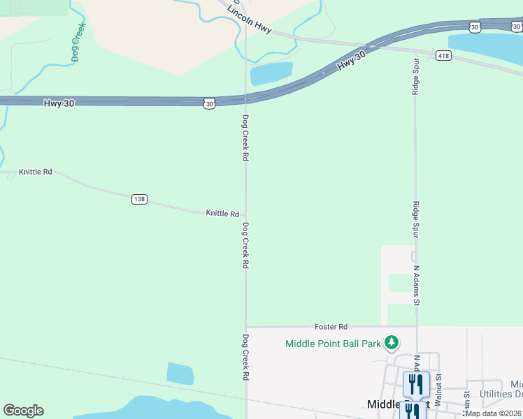 map of restaurants, bars, coffee shops, grocery stores, and more near 9649 Dog Creek Road in Middle Point