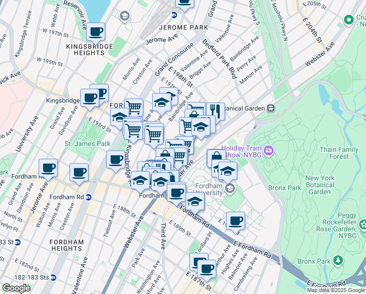 map of restaurants, bars, coffee shops, grocery stores, and more near 2661 Decatur Avenue in Bronx