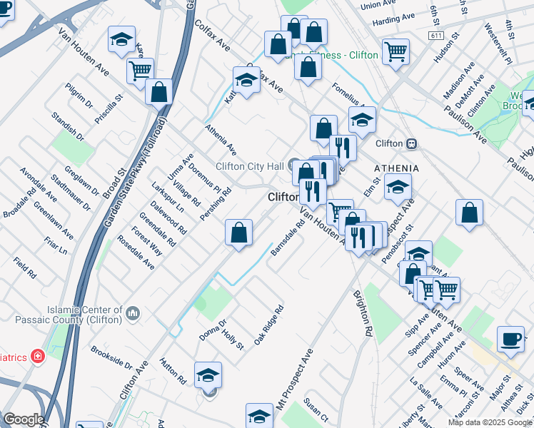 map of restaurants, bars, coffee shops, grocery stores, and more near 937 Clifton Avenue in Clifton