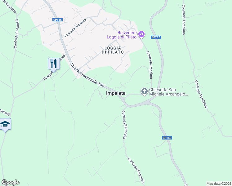 map of restaurants, bars, coffee shops, grocery stores, and more near in Impalata