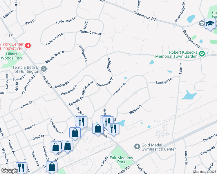 map of restaurants, bars, coffee shops, grocery stores, and more near 4 Beck Place in Huntington