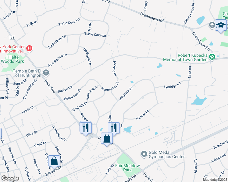 map of restaurants, bars, coffee shops, grocery stores, and more near 4 Beck Place in Huntington