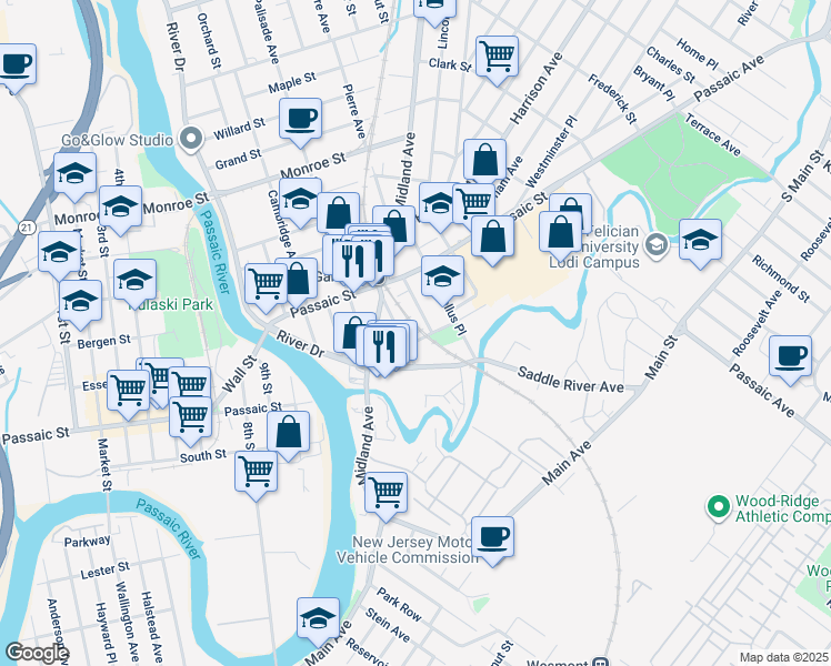 map of restaurants, bars, coffee shops, grocery stores, and more near 29 Hobart Place in Garfield