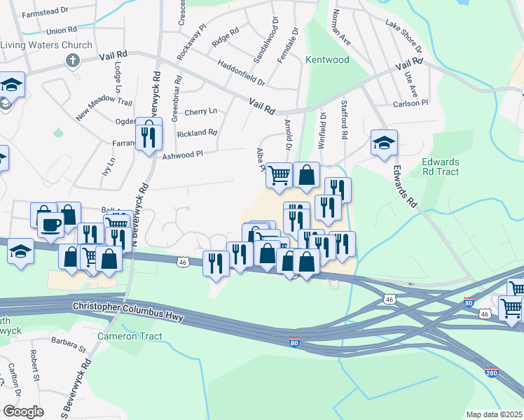 map of restaurants, bars, coffee shops, grocery stores, and more near 808 Route 46 in Parsippany-Troy Hills