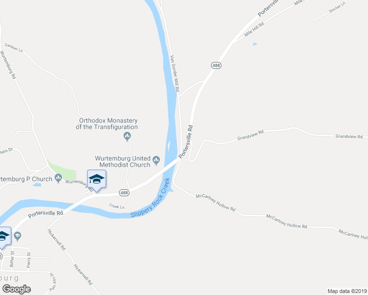 map of restaurants, bars, coffee shops, grocery stores, and more near 134 Van Gorder Mill Road in Ellwood City