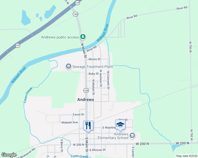 map of restaurants, bars, coffee shops, grocery stores, and more near 156 Columbia Street in Andrews