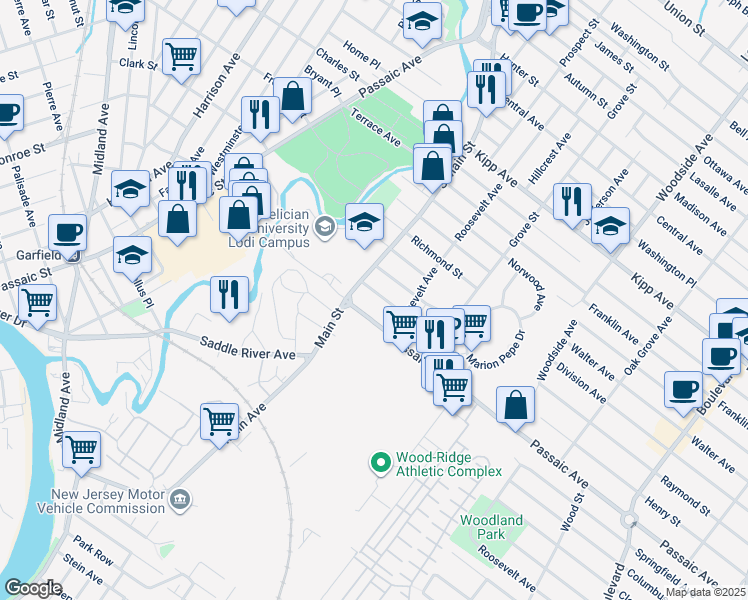 map of restaurants, bars, coffee shops, grocery stores, and more near 41 Terhune Avenue in Lodi