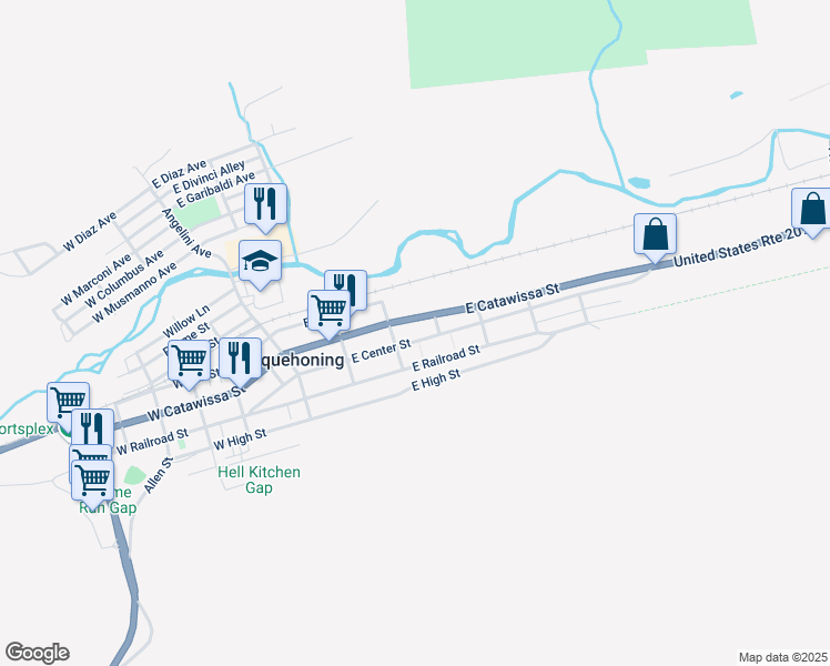 map of restaurants, bars, coffee shops, grocery stores, and more near 258 E Catawissa St in Nesquehoning