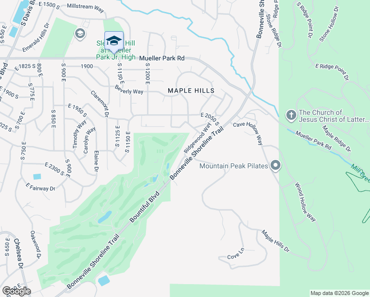 map of restaurants, bars, coffee shops, grocery stores, and more near 2160 Ridgewood Way in Bountiful