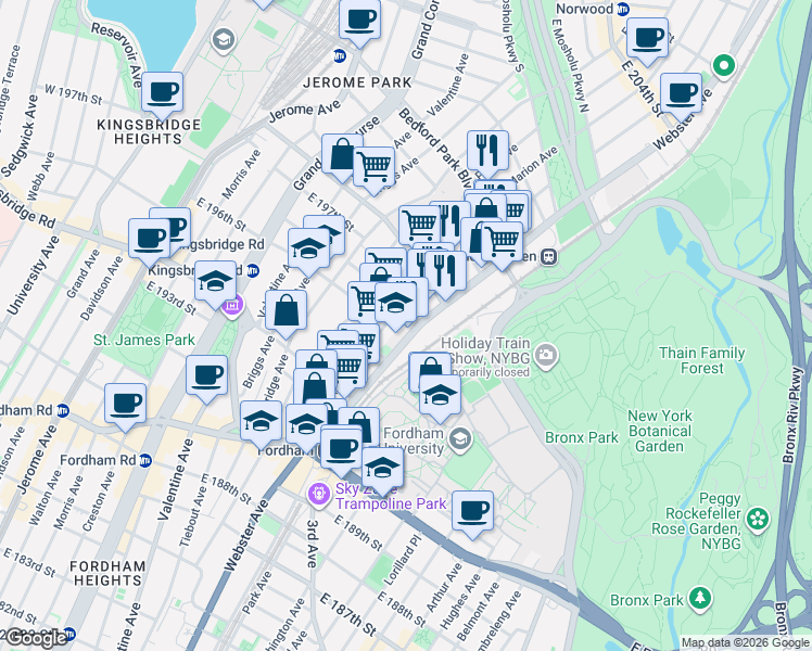map of restaurants, bars, coffee shops, grocery stores, and more near 2764 Decatur Avenue in Bronx