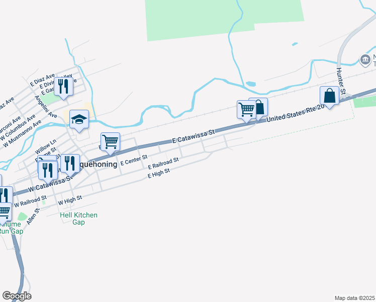 map of restaurants, bars, coffee shops, grocery stores, and more near 419 East Center Street in Nesquehoning