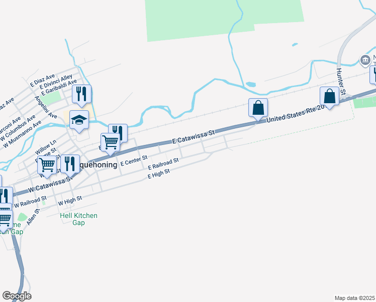 map of restaurants, bars, coffee shops, grocery stores, and more near 419 East Center Street in Nesquehoning