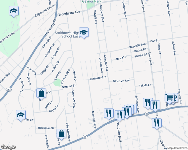 map of restaurants, bars, coffee shops, grocery stores, and more near 148 Saint James Avenue South in Saint James