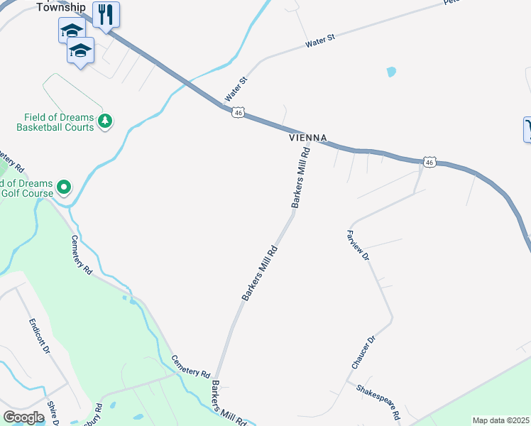 map of restaurants, bars, coffee shops, grocery stores, and more near 18A Barkers Mill Road in Hackettstown