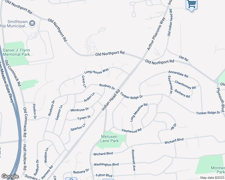 map of restaurants, bars, coffee shops, grocery stores, and more near 93 Roxbury Drive in Commack