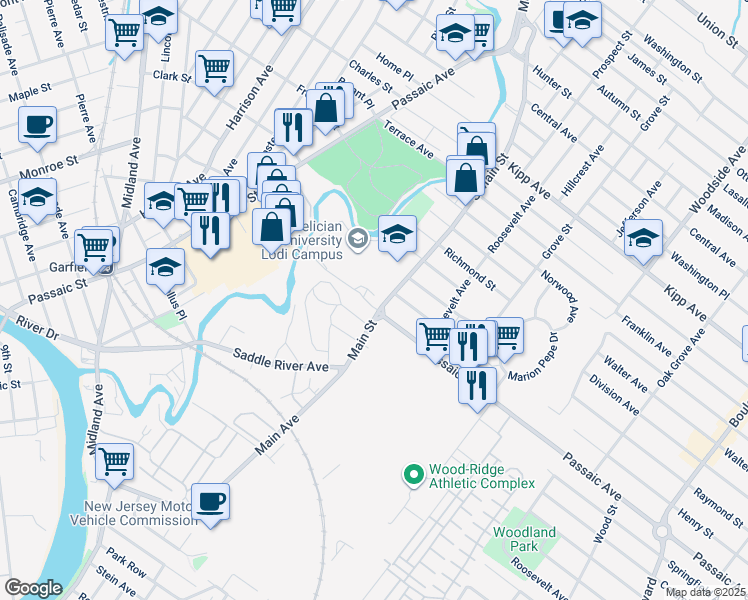 map of restaurants, bars, coffee shops, grocery stores, and more near 260 South Main Street in Lodi