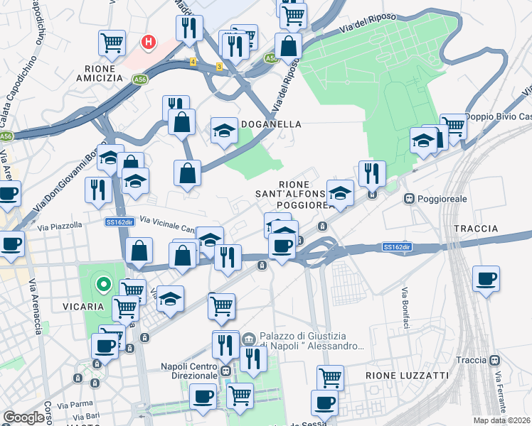 map of restaurants, bars, coffee shops, grocery stores, and more near 6 Via Vicinale S. Maria del Pianto in Naples