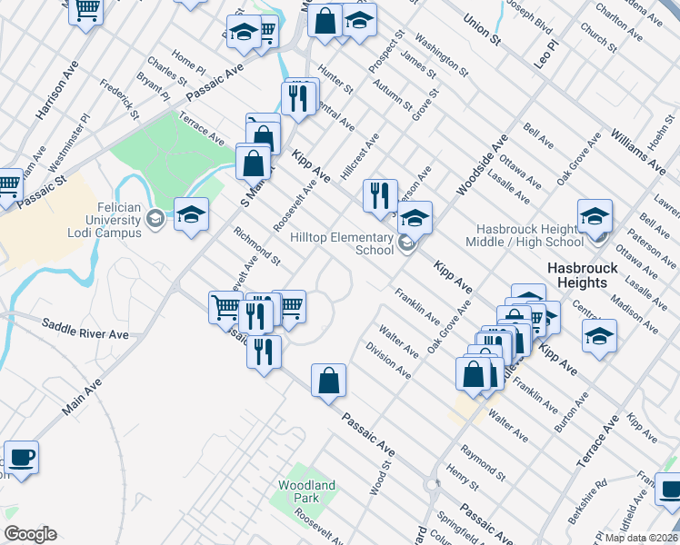 map of restaurants, bars, coffee shops, grocery stores, and more near 144 Norwood Avenue in Lodi