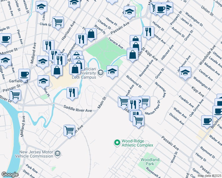 map of restaurants, bars, coffee shops, grocery stores, and more near 260 South Main Street in Lodi