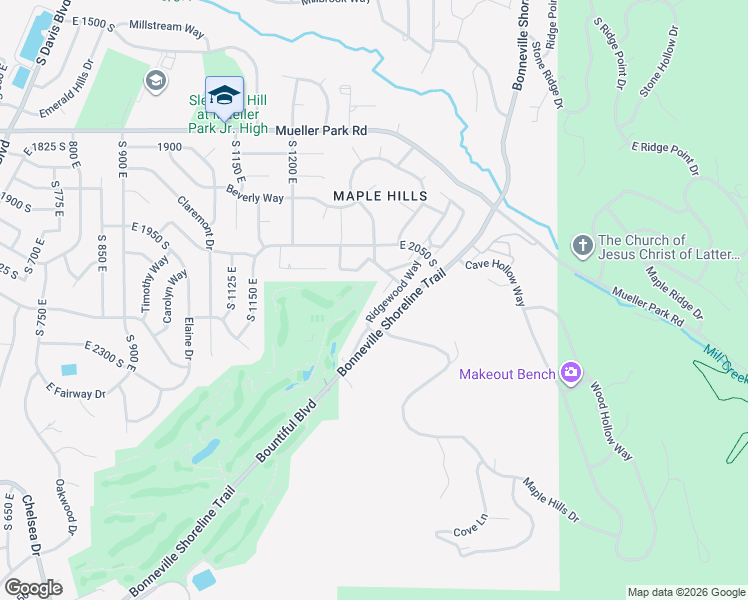 map of restaurants, bars, coffee shops, grocery stores, and more near 2160 Ridgewood Way in Bountiful