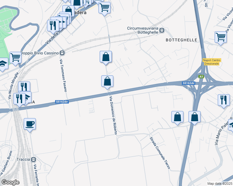map of restaurants, bars, coffee shops, grocery stores, and more near Strada Statale 162 Dir in Naples