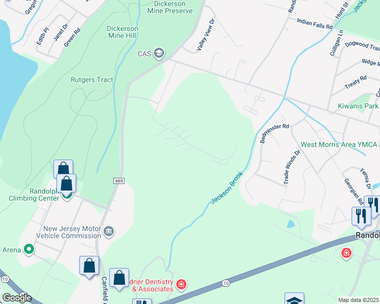 map of restaurants, bars, coffee shops, grocery stores, and more near 603 Daren Lane in Mine Hill Township