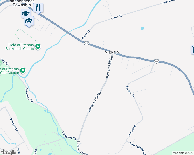 map of restaurants, bars, coffee shops, grocery stores, and more near 18A Barkers Mill Road in Hackettstown