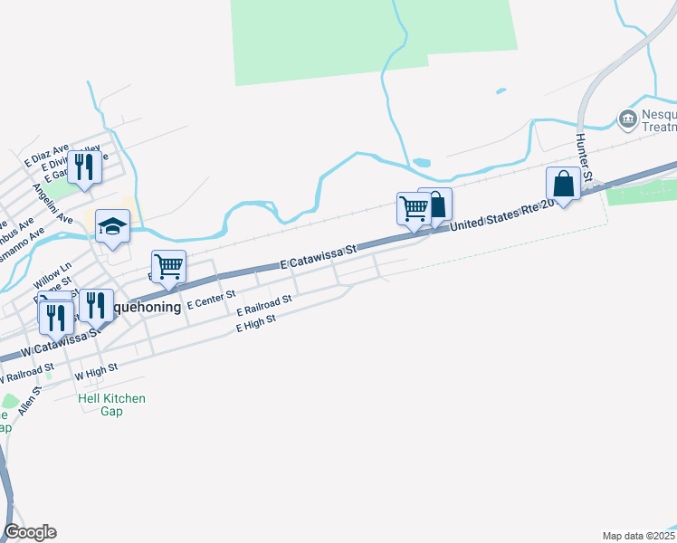 map of restaurants, bars, coffee shops, grocery stores, and more near 505 East Center Street in Nesquehoning