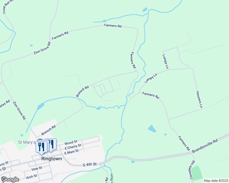 map of restaurants, bars, coffee shops, grocery stores, and more near 2670 Melanie Manor in Ringtown
