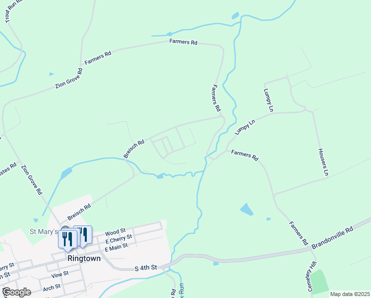 map of restaurants, bars, coffee shops, grocery stores, and more near 2670 Melanie Manor in Ringtown