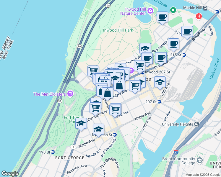 map of restaurants, bars, coffee shops, grocery stores, and more near 4790 U.S. 9 in New York