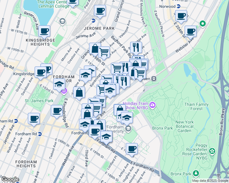 map of restaurants, bars, coffee shops, grocery stores, and more near 2764 Decatur Avenue in Bronx