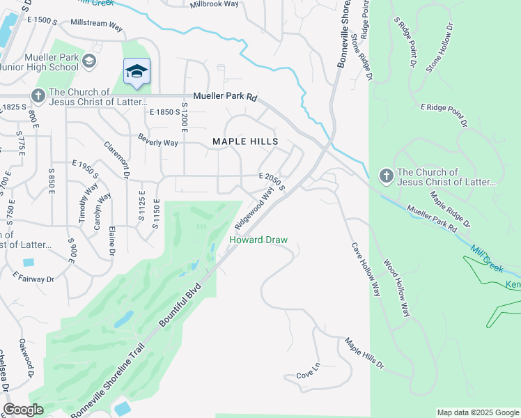 map of restaurants, bars, coffee shops, grocery stores, and more near 2143 Ridgewood Way in Bountiful