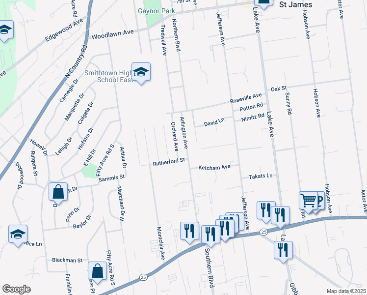 map of restaurants, bars, coffee shops, grocery stores, and more near 20 Arlington Avenue in Saint James