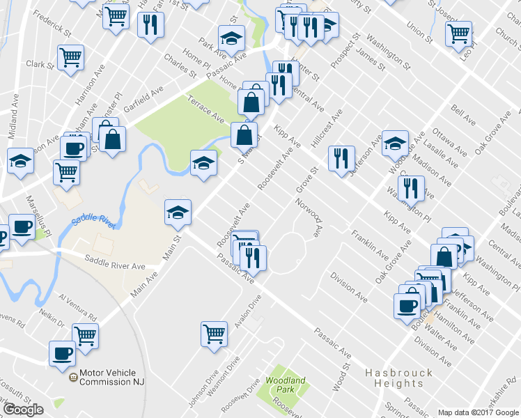 map of restaurants, bars, coffee shops, grocery stores, and more near 100 Richmond Street in Lodi