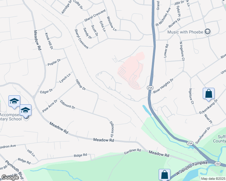 map of restaurants, bars, coffee shops, grocery stores, and more near 902 Bishops Road in Smithtown
