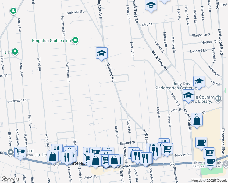 map of restaurants, bars, coffee shops, grocery stores, and more near 112 Oxhead Road in Centereach