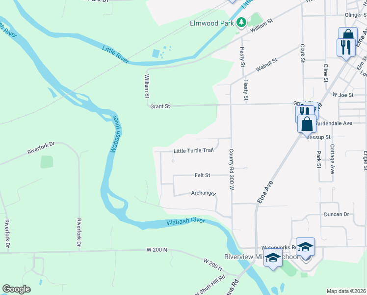 map of restaurants, bars, coffee shops, grocery stores, and more near 2084 Little Turtle Trail in Huntington